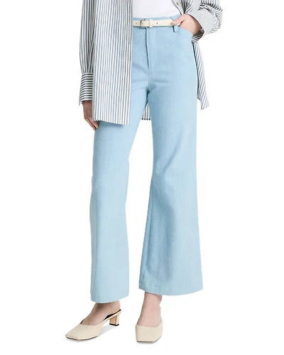 Mid Rise Cropped Flare Twill Pants
