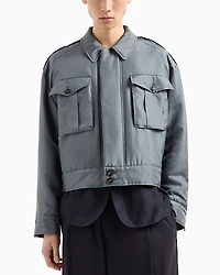 Emporio Armani Regular Fit Cropped Habutai Silk Jacket