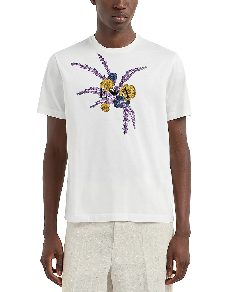 Emporio Armani Embroidered Floral Tee