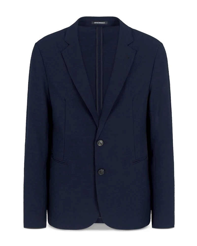 Regular Fit Seeksucker Single Breasted Blazer