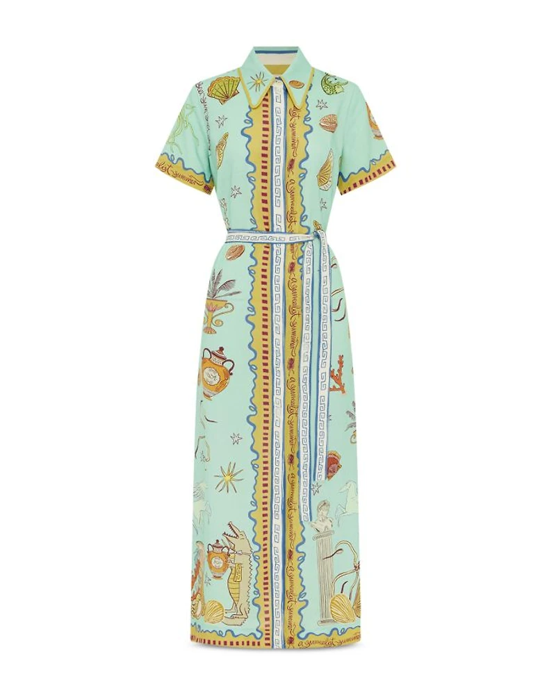 Surrealist Linen Shirt Dress