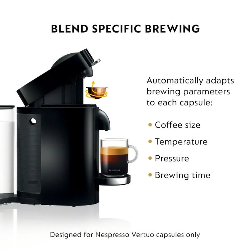 VertuoPlus Deluxe by De'Longhi with Aeroccino Milk Frother, Classic Black