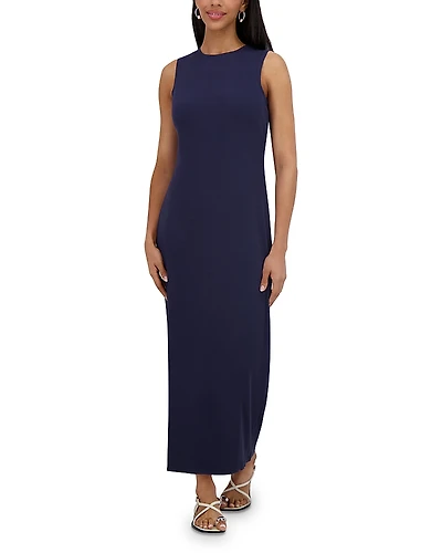Point Sleeveless Crewneck Straight Dress
