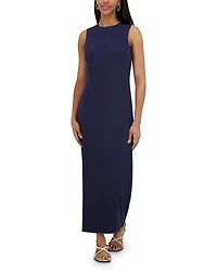 Point Sleeveless Crewneck Straight Dress