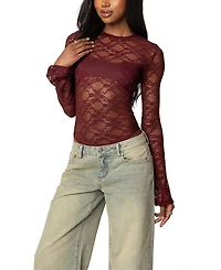 Edikted Colette Sheer Lace Bodysuit