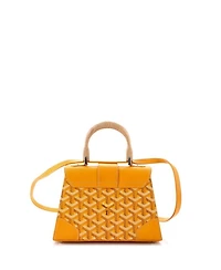 Mini Structured Saigon Top Handle Bag Coated Canvas with Leather