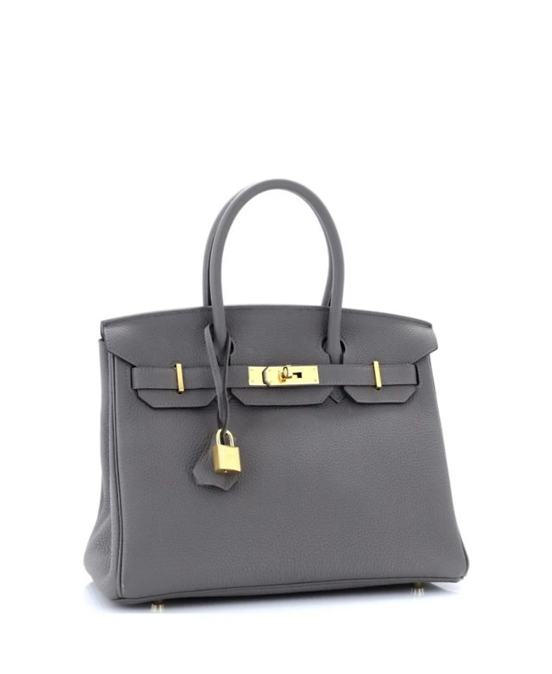 Birkin 30 Handbag Grey Togo with Gold Hardware