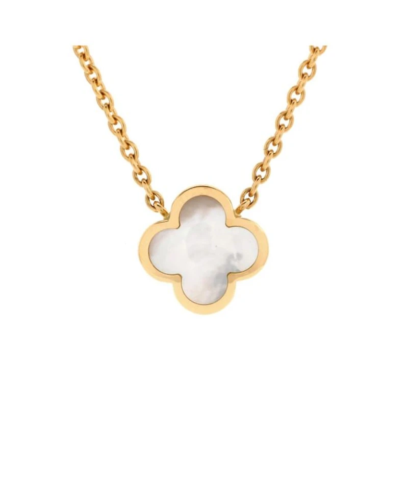 Pure Alhambra Pendant Necklace 18K Gold and Mother of Pearl