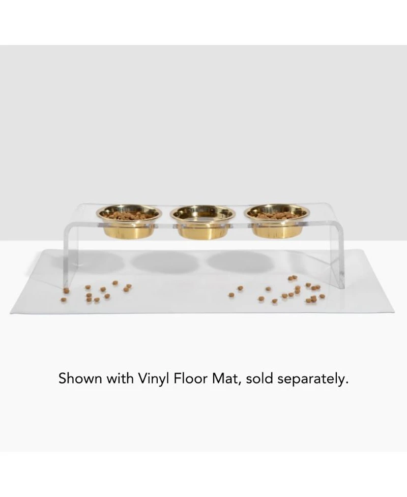Tall Clear Triple Dog Bowl Feeder with 2 Quart Silver Bowls