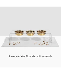 Tall Clear Triple Dog Bowl Feeder with 2 Quart Silver Bowls