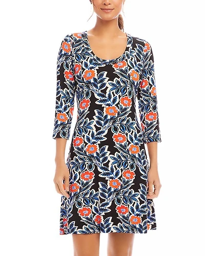 Three Quarter Sleeve A Line Dress