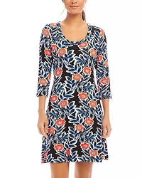 Three Quarter Sleeve A Line Dress