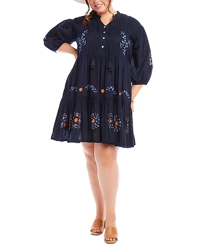 Karen Kane Plus Embroidered Lace Trim Dress