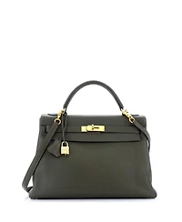 Kelly 32 Handbag Green Togo with Gold Hardware