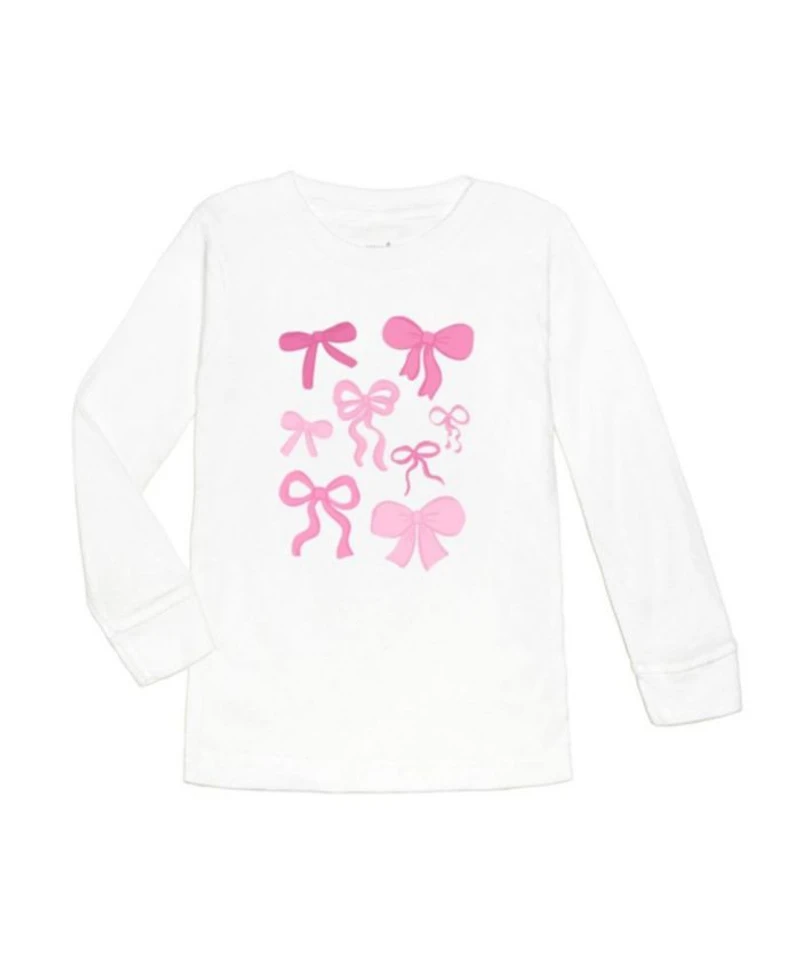 Coquette Bow Doodle Long Sleeve Shirt - Little Kid