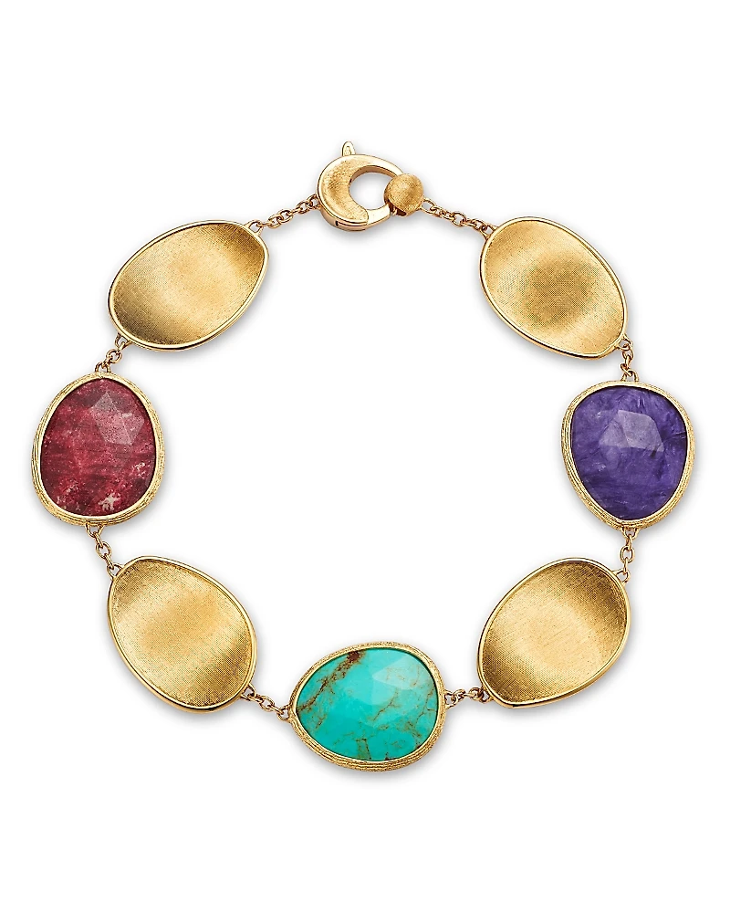 Marco Bicego 18K Yellow Gold Lunaria Color Triple Stone Link Bracelet