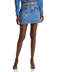Aqua Utility Denim Mini Skirt - Exclusive