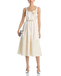 Satin Flower Midi Dress