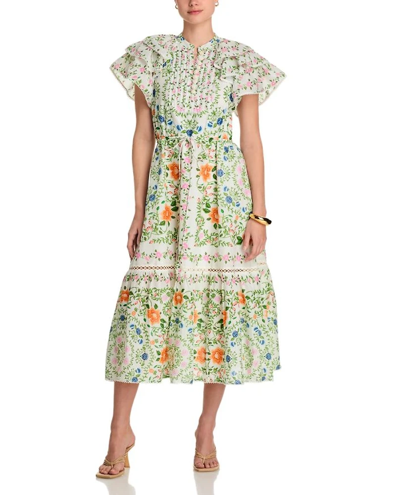 Folk Floral Midi Dress