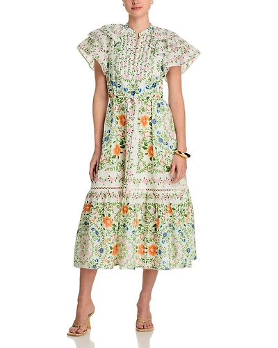 Folk Floral Midi Dress