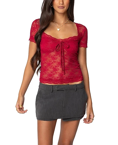 Edikted Roxana Sheer Lace Top