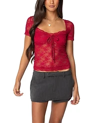 Edikted Roxana Sheer Lace Top