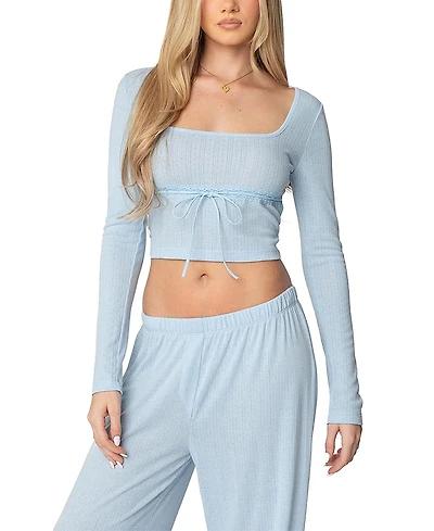 Edikted Ren Square Neck Pointelle Top