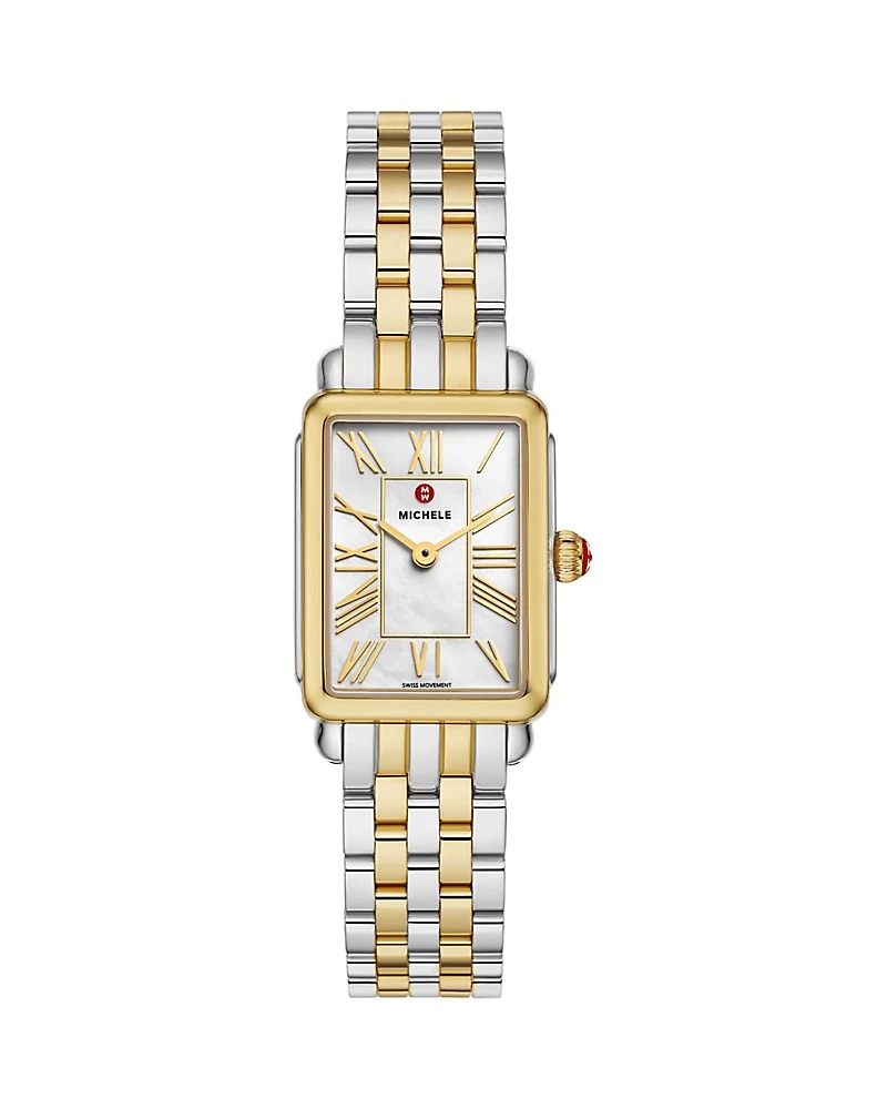 Michele Deco Park Two Tone 18K Gold Plated Watch, 23mm x 29mm