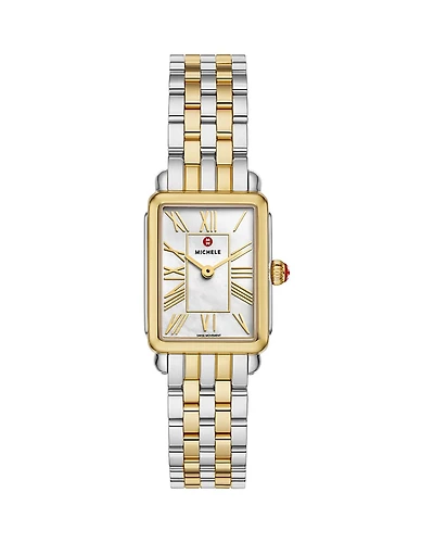 Michele Deco Park Two Tone 18K Gold Plated Watch, 23mm x 29mm