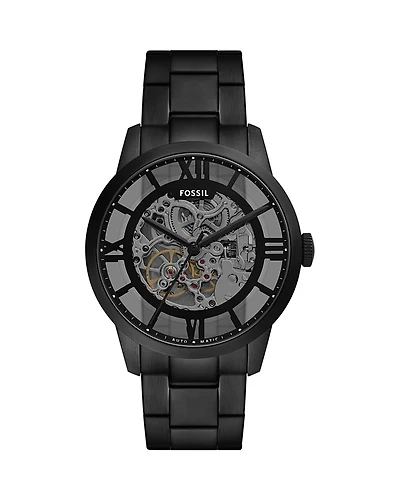 Fossil Townsman Automatic Black Stainless Steel Watch, 44mm