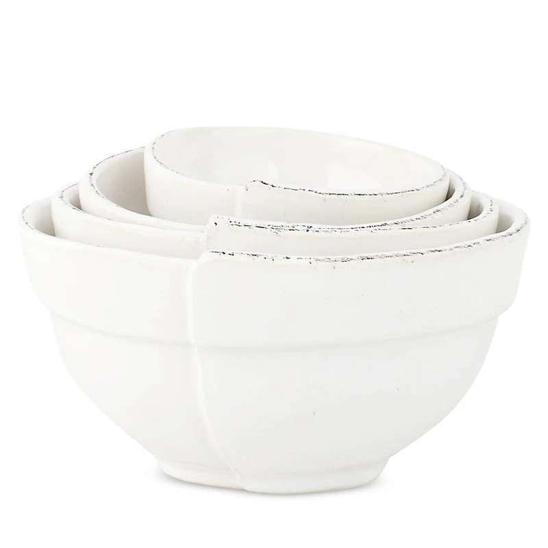 Vietri Lastra White Assorted Prepping Bowls, Set of 4