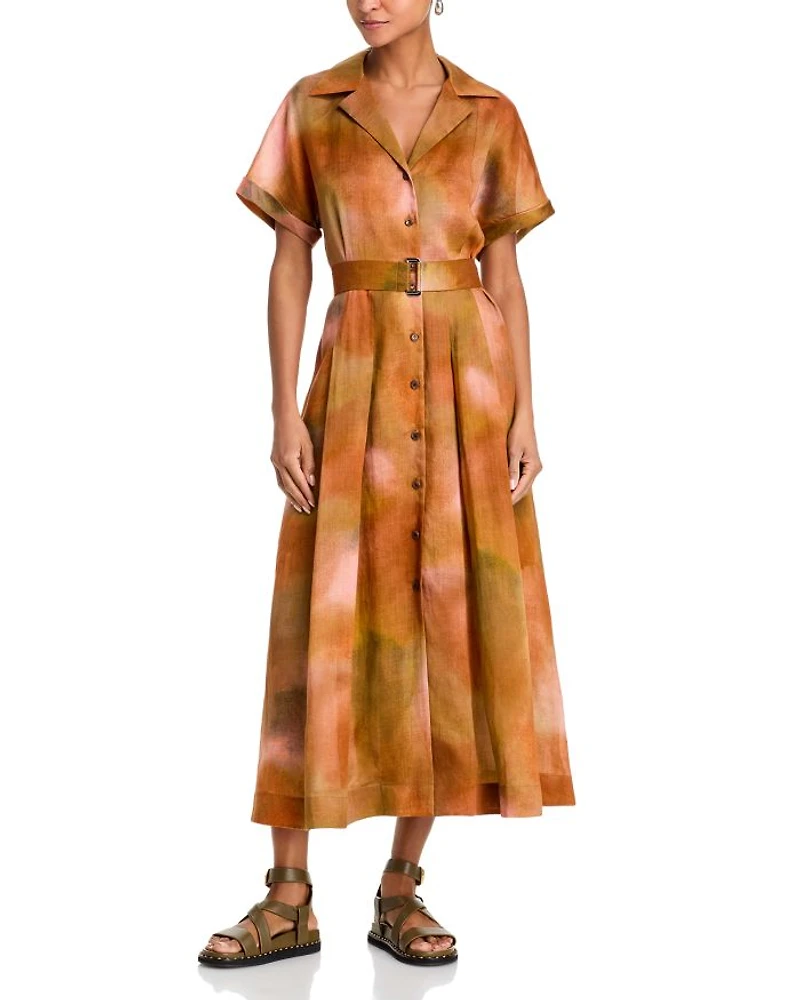 Notch Collar Shirt Dress