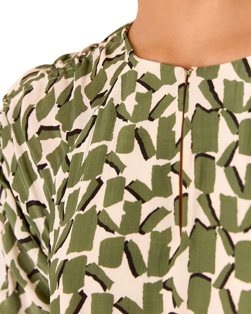 Petites Abstract Squares Midi Dress