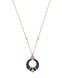Bloomingdale's Fine Collection Lapis, Onyx, & Diamond Circle Pendant Necklace