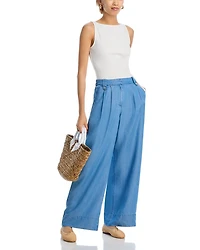 Chambray Wide Leg Pants