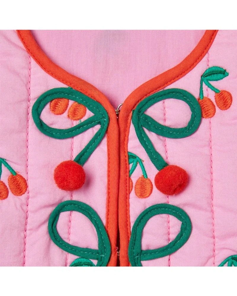 Girls' Cherries Embroidered Quilted Jacket - Baby
