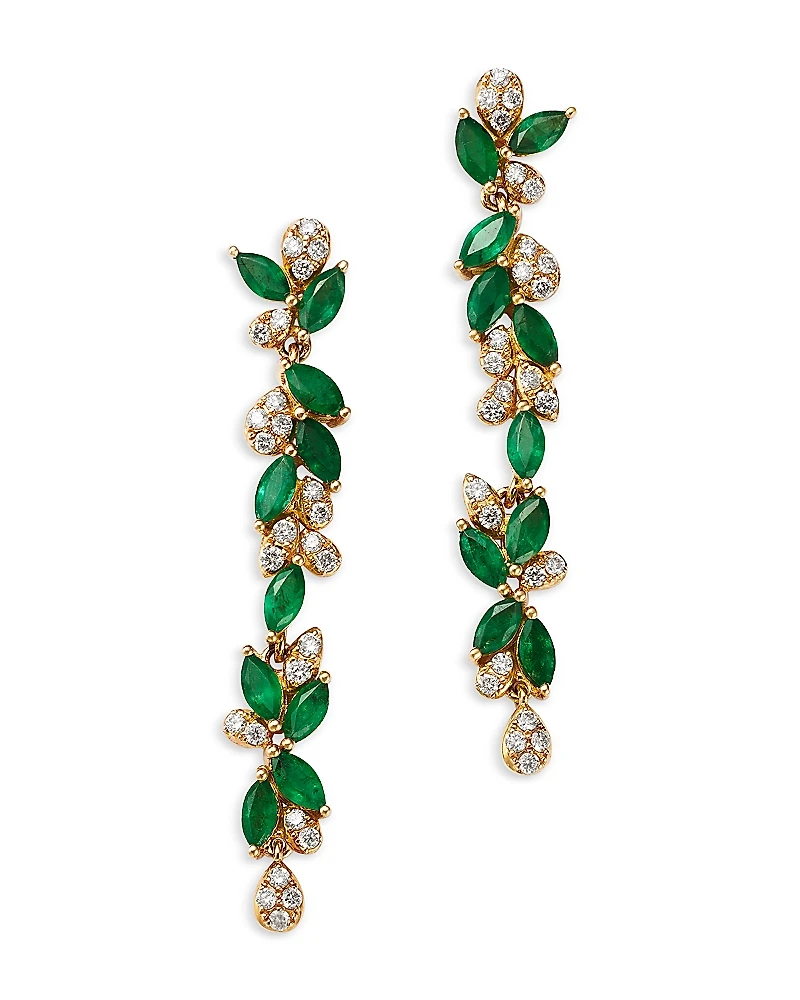 Bloomingdale's Fine Collection Emerald & Diamond Vine Drop Earrings