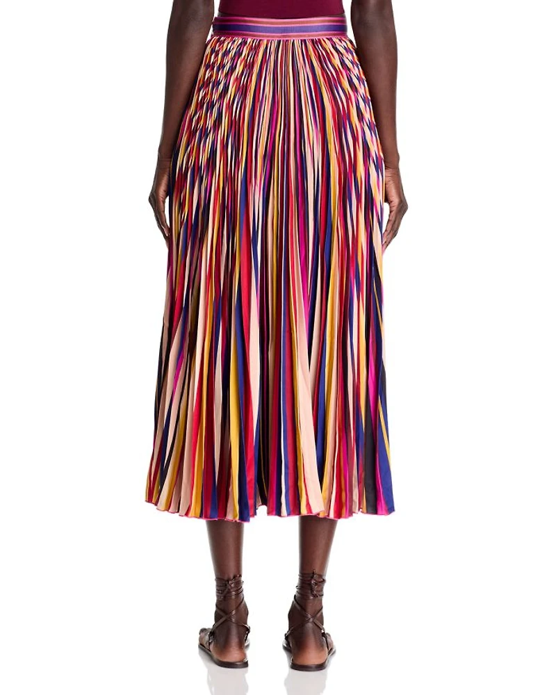 Diagonal Stripes Multicolor Midi Skirt