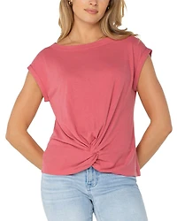 Short Sleeve Boat Neck Knit Top