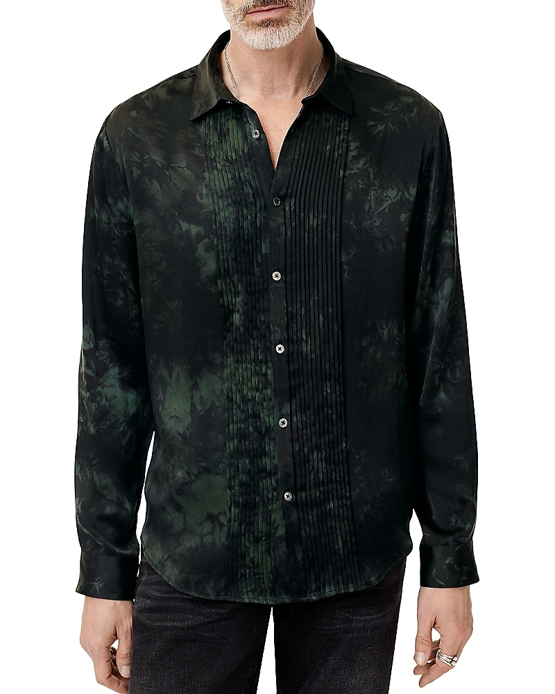 John Varvatos Silk Printed Pleated Front Shirt