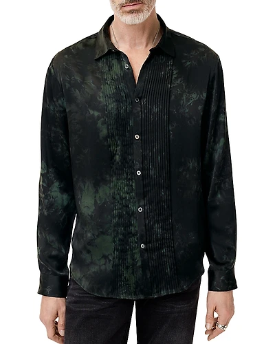 John Varvatos Silk Printed Pleated Front Shirt