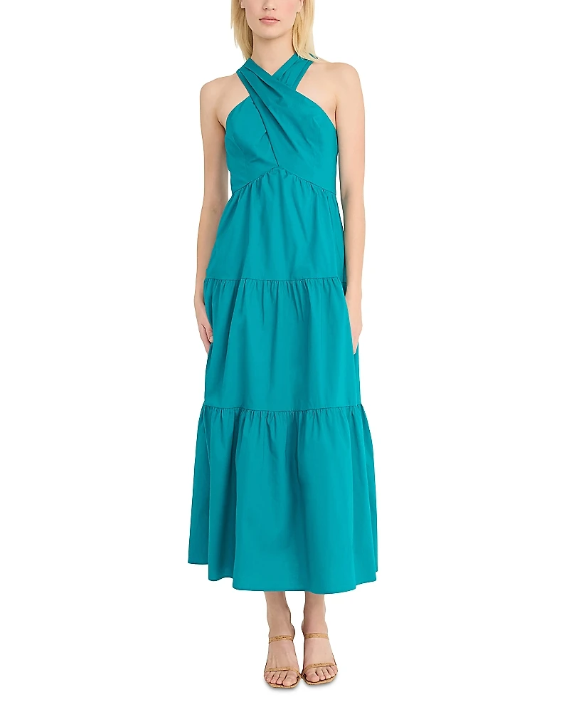 Donna Morgan Halter Tiered Maxi Dress