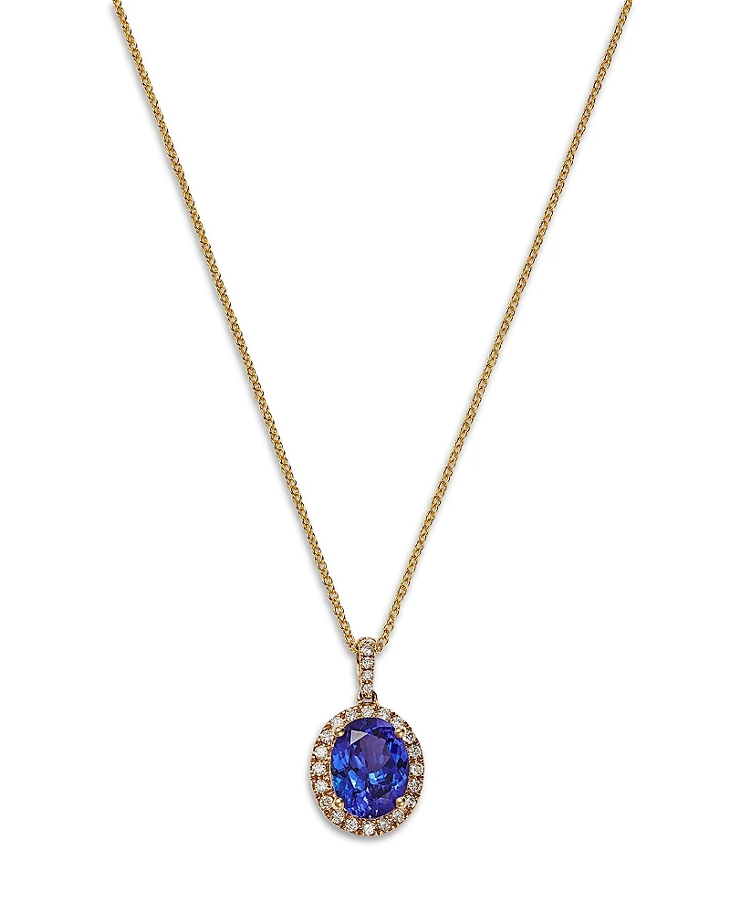 Bloomingdale's Fine Collection Tanzanite & Diamond Oval Halo Pendant Necklace