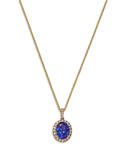 Bloomingdale's Fine Collection Tanzanite & Diamond Oval Halo Pendant Necklace