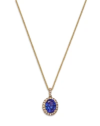 Bloomingdale's Fine Collection Tanzanite & Diamond Oval Halo Pendant Necklace