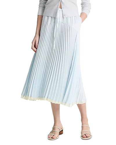 Vince Pleated Satin Tiered Skirt