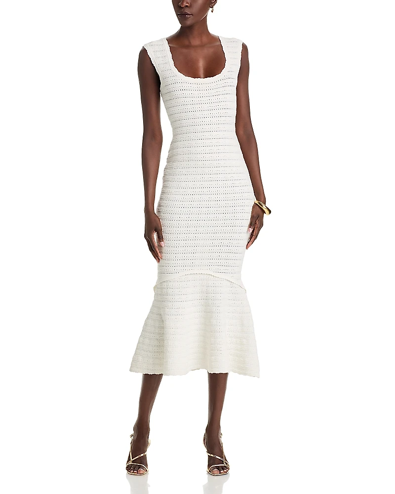 LoveShackFancy Leigh Open Knit Midi Dress