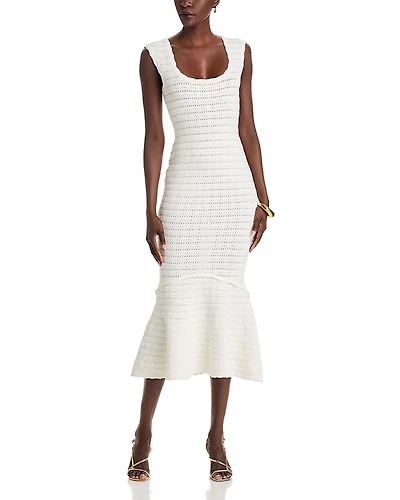 LoveShackFancy Leigh Open Knit Midi Dress