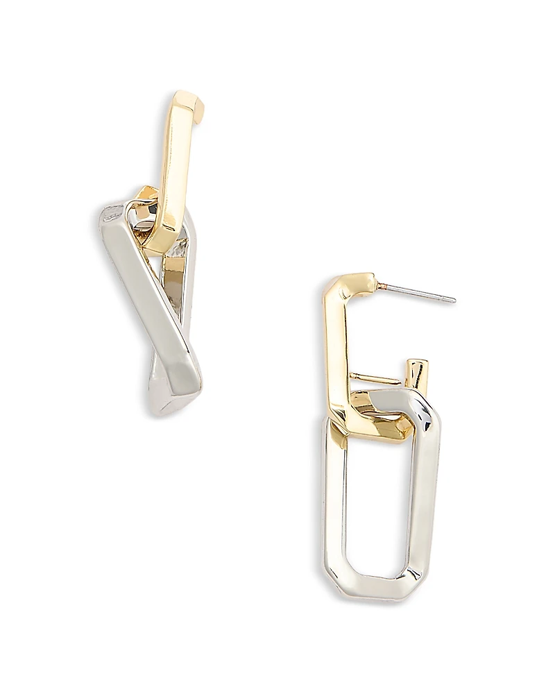 Allsaints Signature Two-Tone Hexagon Twist Link Drop Earrings
