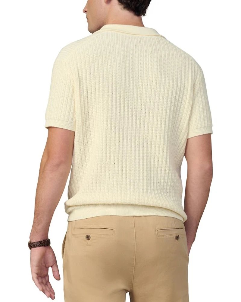 Textured Short Sleeve Polo Sweater